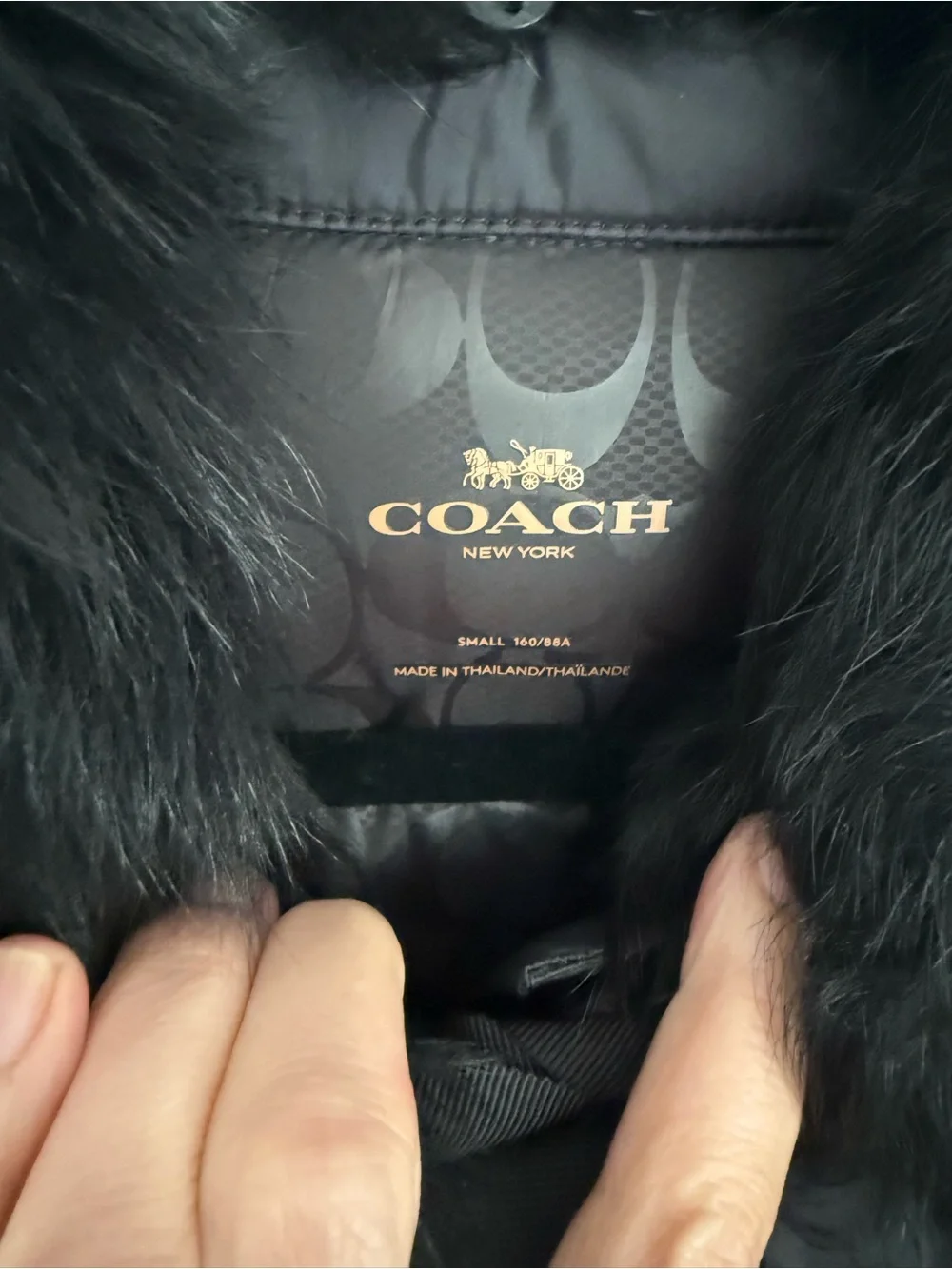 Coach Black Quilted Puffer Jacket with Faux Fur Trim